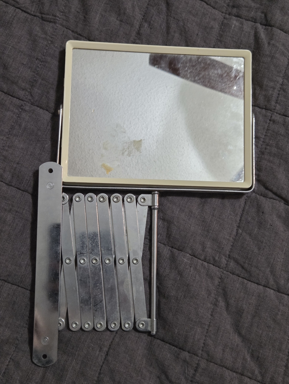 Vintage MCM Scissor Accordion Wall Mounted 2 Sided Magnifying Mirror - Picture 2 of 13